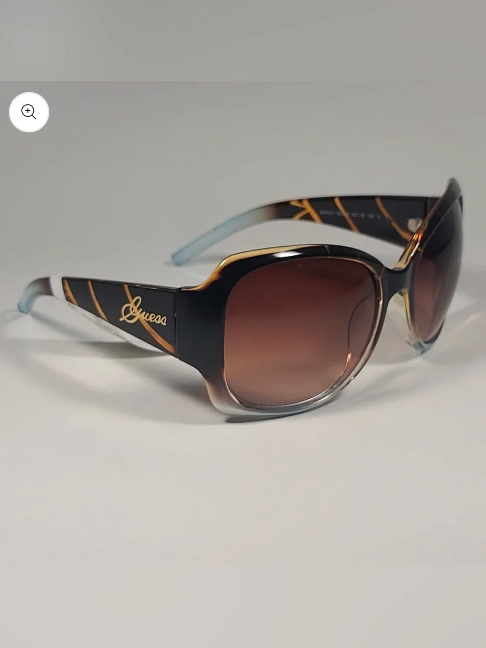 Guess Oversized Butterfly Sunglasses Brown Tortoise blue Gradient GUF200 TO-34A